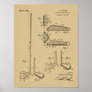 1934 Golf Club Head Patent Art Drawing Print