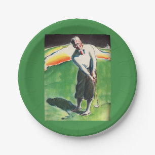 1934 golfing print paper plate