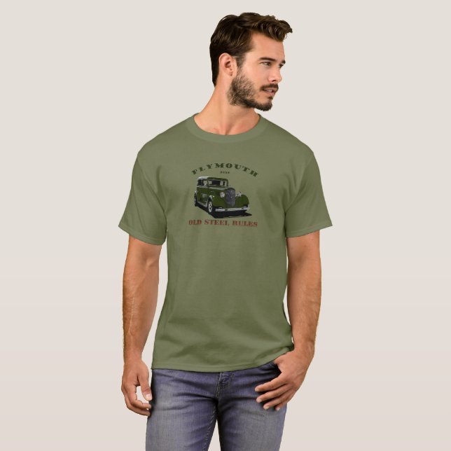 1934 Plymouth. Chrysler. Mopar. Green Hotrod ' 34. T-Shirt (Front Full)