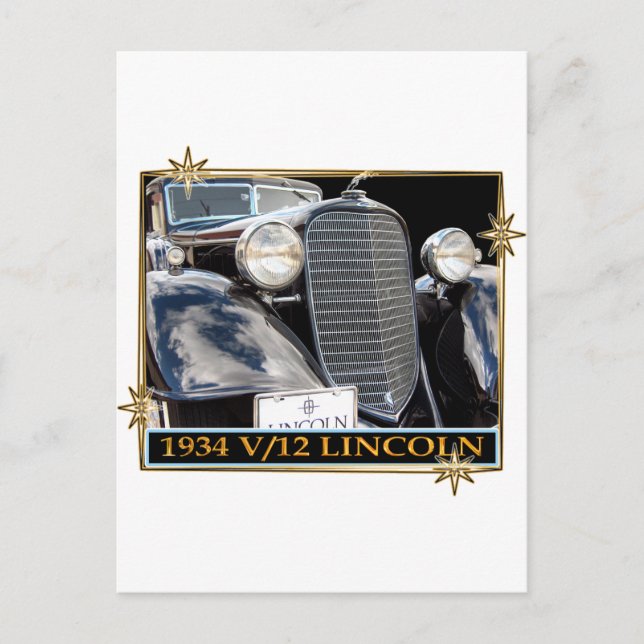 1934 V-12 LINCOLN POSTCARD (Front)