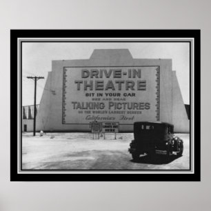 1935 First Drive-In Theater B&W Print