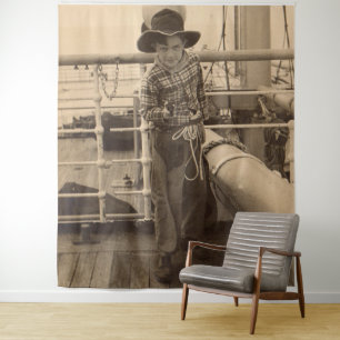1935 juvenile cowboy on shipboard tapestry