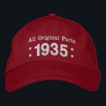 1935 or Any Year 80th Birthday A02B RED and WHITE Embroidered Hat<br><div class="desc">Born in 1935 or Any Year 80th Birthday A02B RED and WHITE Embroidery with STARS - All Original Parts. Fun birthday hat that you can personalise with a sentiment, name, and year. All text is totally customisable, so also suitable for a 81st 82nd 83rd 84th 85th 86th 87th 88th 89th...</div>