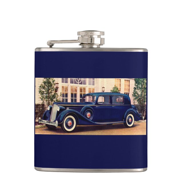 1936 blue Packard Hip Flask (Front)