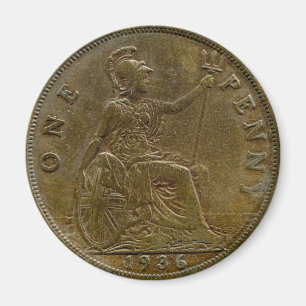 1936 British penny magnet