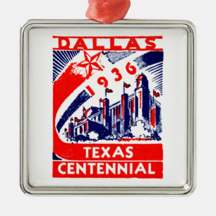 1936 Dallas Texas Centennial Metal Tree Decoration