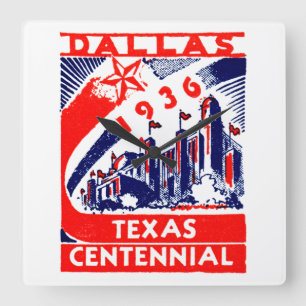 1936 Dallas Texas Centennial Square Wall Clock