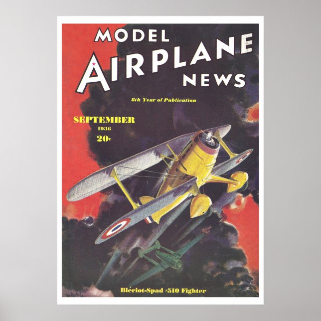 1936 MAGAZINE: MODEL AIRPLANE NEWS  POSTER (Front)