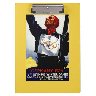1936 Olympic Winter Games Advertisement Poster Clipboard