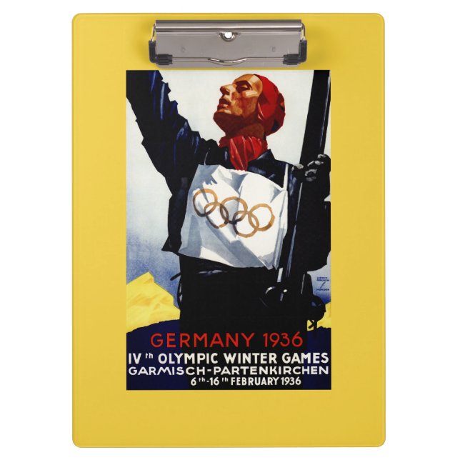 1936 Olympic Winter Games Advertisement Poster Clipboard (Front)