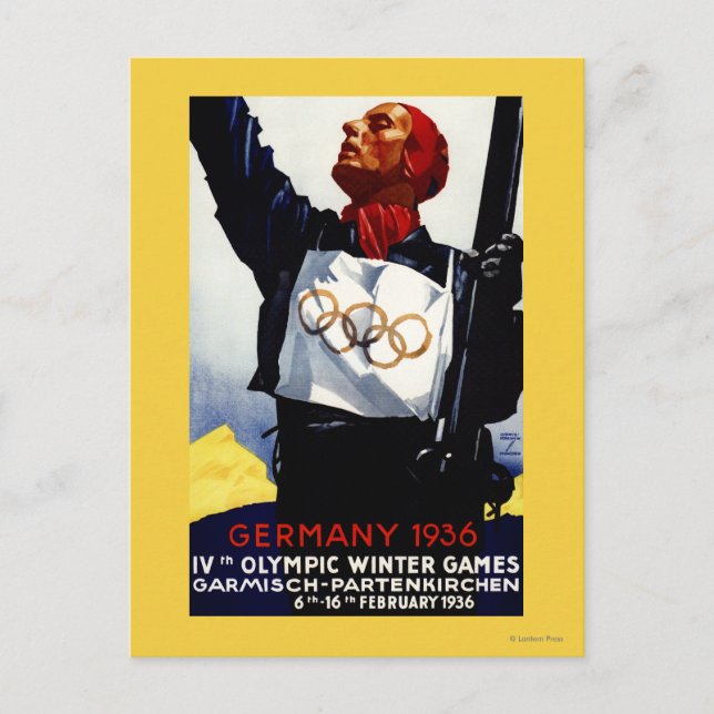 1936 Olympic Winter Games Advertisement Poster Postcard (Front)