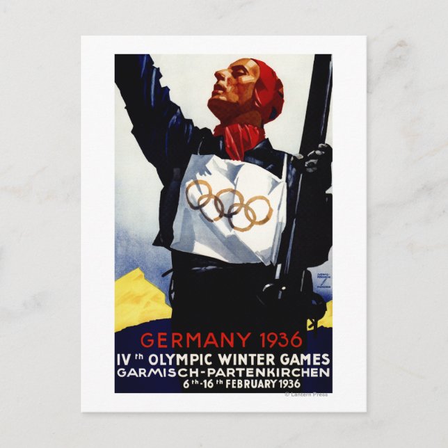 1936 Olympic Winter Games Advertisement Poster Postcard (Front)