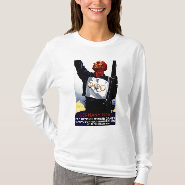 1936 Olympic Winter Games Advertisement Poster T-Shirt (Front)