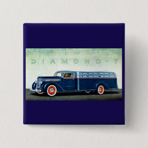 1937 Diamond T blue truck 15 Cm Square Badge