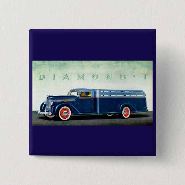 1937 Diamond T blue truck 15 Cm Square Badge (Front)