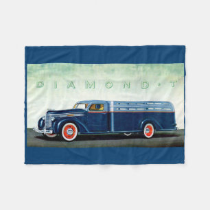 1937 Diamond T blue truck Fleece Blanket
