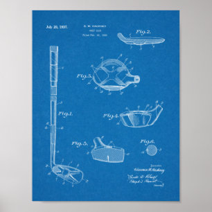 1937 Golf Club Patent Art Drawing Print