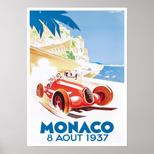 1937 Monaco Grand Prix vintage racing Poster (Front)