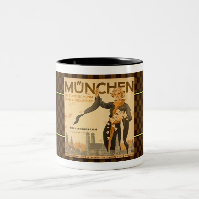 1937 MUNCHEN (MUNICH) GERMANY TOURISM BROCHURE Two-Tone COFFEE MUG (Center)