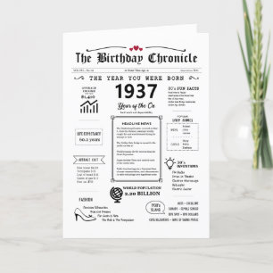 1937 The Year You Were Born Birthday Card