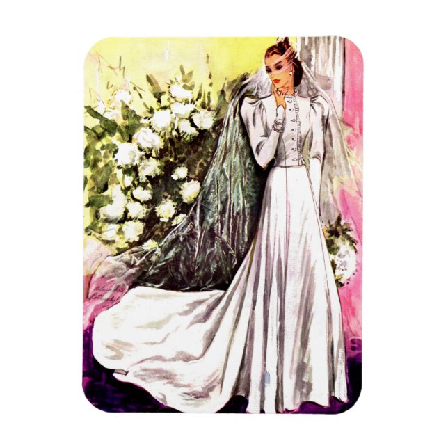 1938 wedding gown print magnet (Vertical)