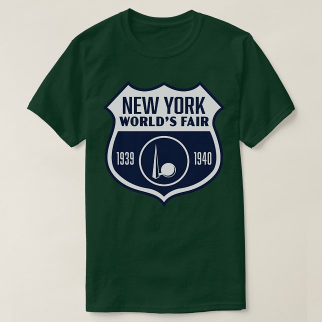 193940 New York Worlds Fair Retro Shield White on  T-Shirt (Design Front)