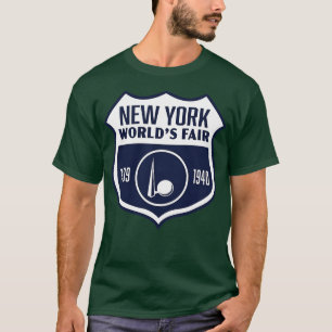 193940 New York Worlds Fair Retro Shield White on  T-Shirt