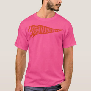193940 New York Worlds Fair Statue Pennant Orange T-Shirt