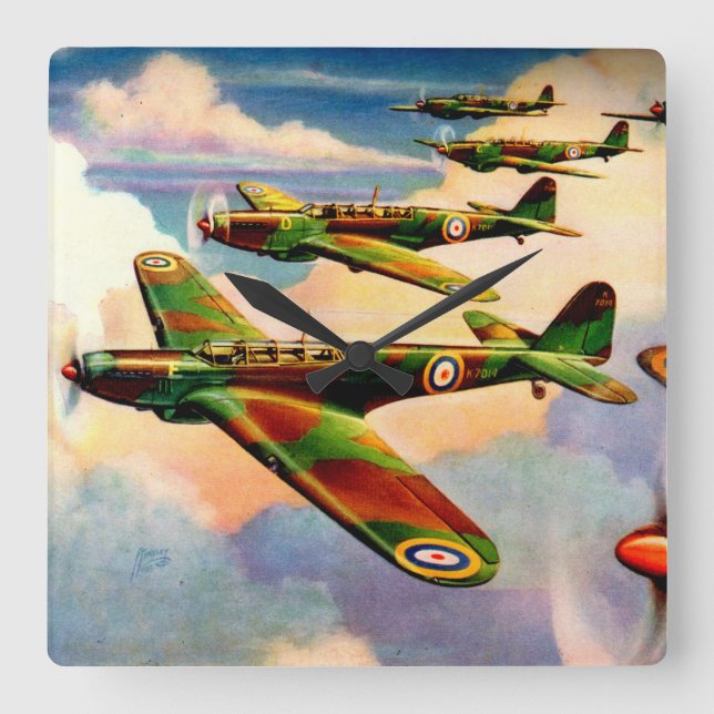 1939 British Fairey Junior Medium Bomber Square Wall Clock (Front)