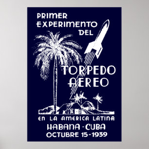 1939 Cuban Rocket Mail Poster