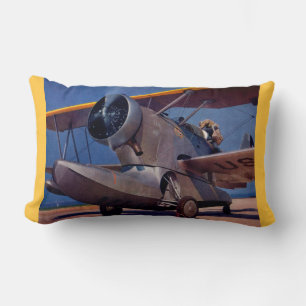 1939 Grumman F-2 aircraft print Lumbar Cushion