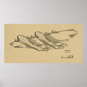 1939 Ocean Aeroplane Patent Art Drawing Print