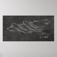1939 Ocean Aeroplane Patent Art Drawing Print