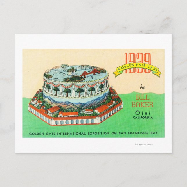 1939 Worlds Fair Cake by Bill Baker in Ojai Postcard (Front)