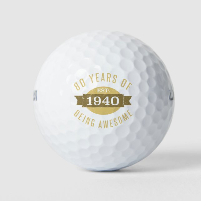 1940 80th Birthday Awesome For Men Golf Balls (Front)