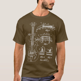 1940 Iconic Guitar Patent Drawing Music Player His T-Shirt