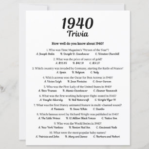 1940 Trivia Game