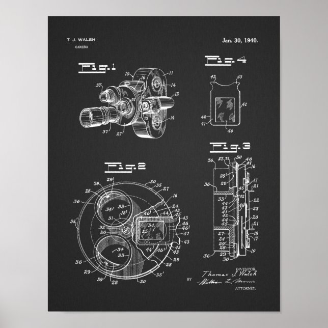 1940 Vintage Camera Patent Art Drawing Print (Front)