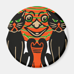 1940 Vintage Halloween Black Cats Magnet