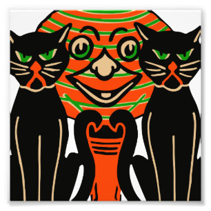 1940 Vintage Halloween Black Cats Photo Print