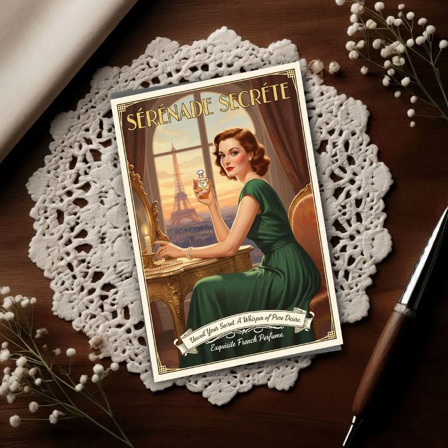 1940 Vintage Sérénade Secrète Perfume Advertising Postcard (Creator Uploaded)