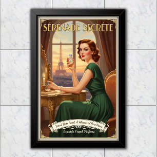 1940 Vintage Sérénade Secrète Perfume Advertising Poster