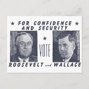 1940 Vote Roosevelt + Wallace, grey Postcard