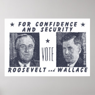 1940 Vote Roosevelt + Wallace, grey Poster