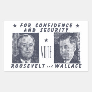 1940 Vote Roosevelt + Wallace, grey Rectangular Sticker