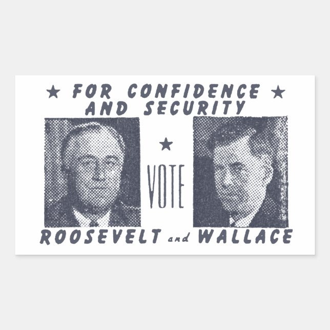 1940 Vote Roosevelt + Wallace, grey Rectangular Sticker (Front)