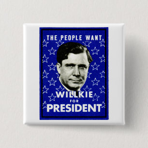 1940 WIllkie for President 15 Cm Square Badge