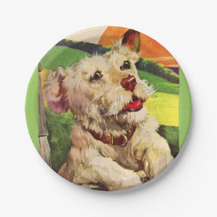 1940s adorable terrier dog paper plate