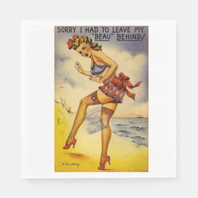1940s Bathing Beauty Funny Napkin (Front)