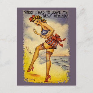 1940s Bathing Beauty Funny Postcard